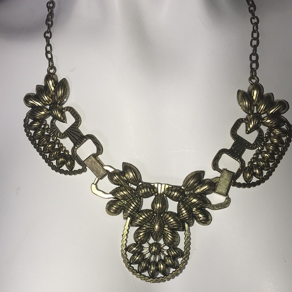 NWT The Wired Bird Reversible brass and jewel necklace 10 1/2” long - Picture 6 of 8